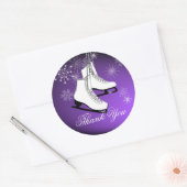 Skate und Schneeflocken Lila Runder Aufkleber (Umschlag)