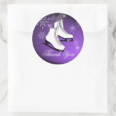 Skate und Schneeflocken Lila Runder Aufkleber (Tasche)