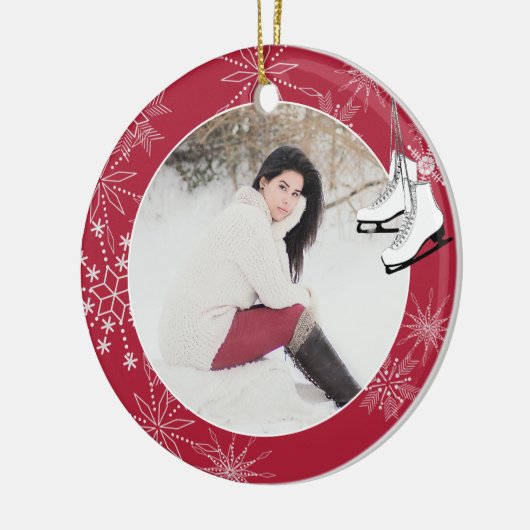 Skate und Schneeflocken mit Foto Keramik Ornam Keramik Ornament (Links)