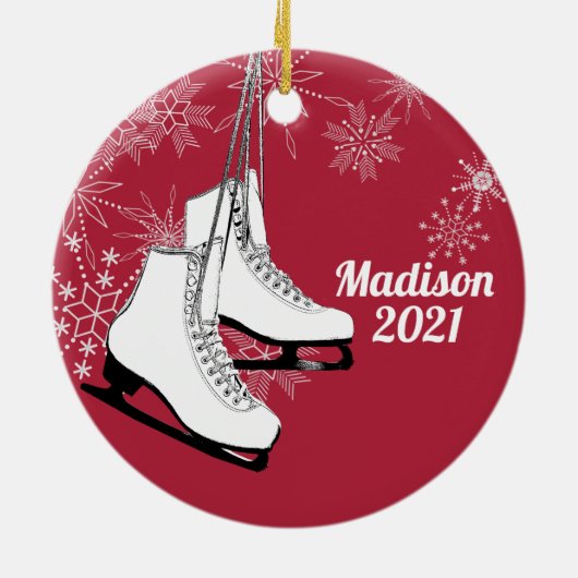 Skate und Schneeflocken mit Foto Keramik Ornam Keramik Ornament (Hinten)