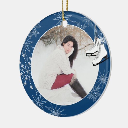 Skate und Schneeflocken mit Foto Keramik Ornam Keramik Ornament (Links)