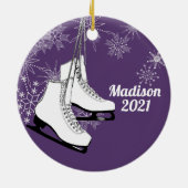 Skate und Schneeflocken mit Foto Keramik Ornam Ornament (Hinten)