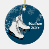 Skate und Schneeflocken mit Foto Keramik Ornament (Vorne)