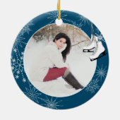 Skate und Schneeflocken mit Foto Keramik Ornament (Hinten)