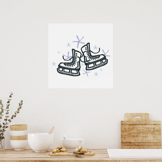 Skate und Schneeflocken Poster (Küche)