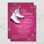 Skate und Schneeflocken Rosa Geburtstag Einladung (Vorne/Hinten)