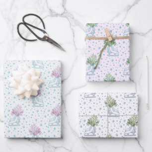 Skate und Schneeflocken Weihnachten Geschenkpapier Set