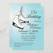 Skate und Schneeflocken zum Geburtstag Einladung (Vorne/Hinten)