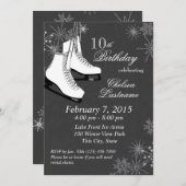 Skate und Schneeflocken zum Geburtstag Einladung (Vorne/Hinten)