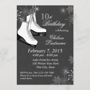 Skate und Schneeflocken zum Geburtstag Einladung