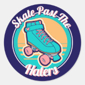 Skate vergangen Haters 80er Cartoon Rollerskate Runder Aufkleber (Vorderseite)