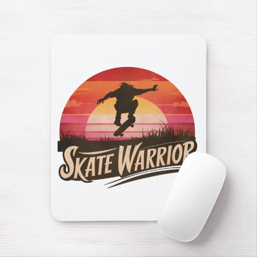 Skate Warrior - Retro Sunset Vintage Mousepad (Mit Mouse)