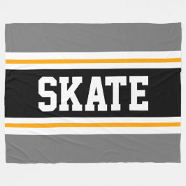 SKATE Wide Sporty Grau Schwarz-weiße Racing Streif Fleecedecke