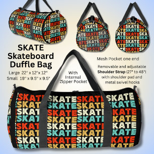 SKATE wiederholt für Skateboarder auf Black Duffle Bag