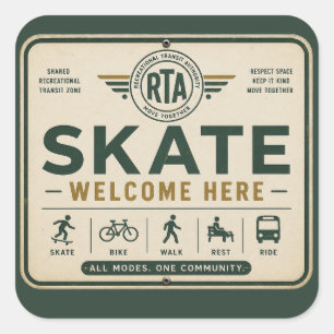 Skate Willkommen Hier Shared Mobility Aufkleber