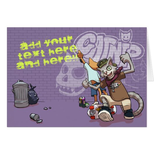 Skateboard Alley Cats Graffiti Cartoon (Vorderseite (Horizontal))