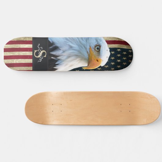 Skateboard American BALD EAGLE SMILING Skull (Horizontal)
