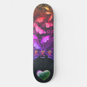 SKATEBOARD ANTIQUE FLÄCHE, SCHALTFLÄCHE UND HERZ