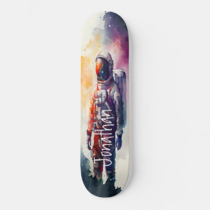 Skateboard Aquarell Mars Astronaut
