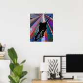 Skateboard auf einem Gebäude-Ray Poster (Heimbüro)