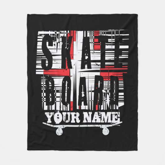 Skateboard auf schwarzer Feile als "Distressed Whi Fleecedecke (Vorderseite)