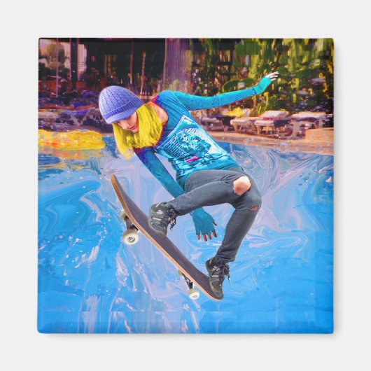 Skateboard auf Wasser Magnet (Vorne)