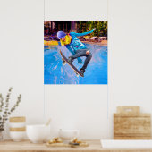 Skateboard auf Wasser Poster (Küche)