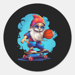 Skateboard Basketball Gnom Familie Weihnachten Pyj Runder Aufkleber