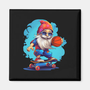 Skateboard-Basketball-Gnom-Familien-Weihnachten-Py Magnet