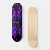Skateboard (Baut.) - blaue u. lila Flammen (Vorderseite)
