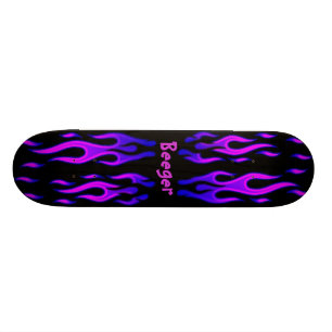 Skateboard (Baut.) - blaue u. lila Flammen