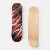 Skateboard Black Fiery Red & White Abstrakt (Vorderseite)