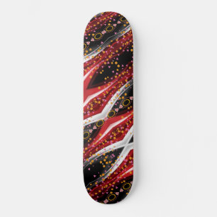 Skateboard Black Fiery Red & White Abstrakt