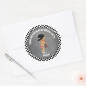 Skateboard Boy Hat Skater Red Grau Black Karo Runder Aufkleber (Umschlag)