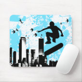 Skateboard. Brett mit Vögeln. blk&aquamarin. Mousepad (Mit Mouse)