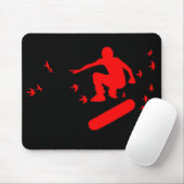 Skateboard. Brett mit Vögeln. Rot. Mousepad (Mit Mouse)