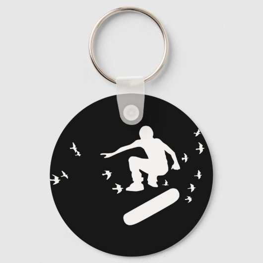 Skateboard. Brett mit Vögeln. Schlüsselanhänger (Vorderseite)