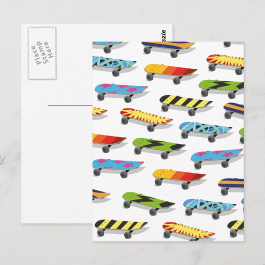 Skateboard Cartoon. Postkarte (Vorne/Hinten)