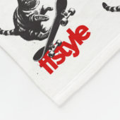Skateboard Cat FFStyle White Fleecedecke (Ecke)