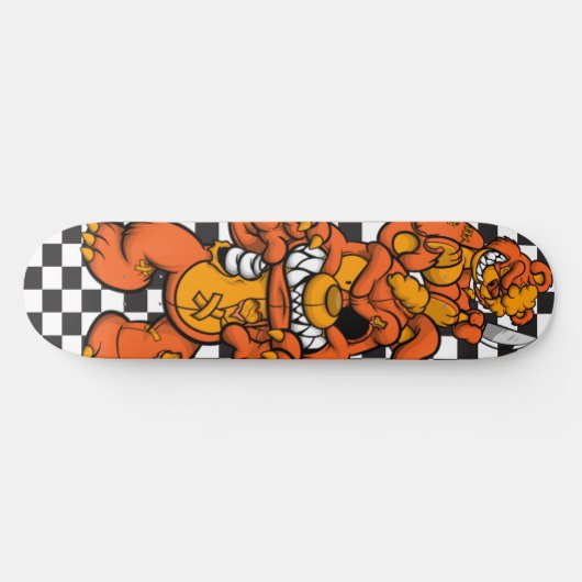 Skateboard-Checkerboards Orange Teddies Skateboard (Horizontal)