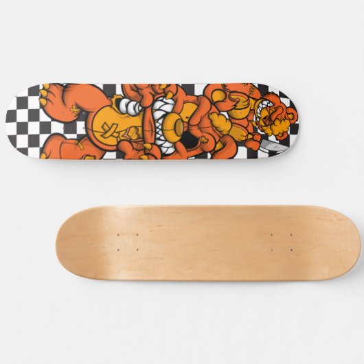 Skateboard-Checkerboards Orange Teddies Skateboard (Horizontal)