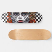 Skateboard Checkered Retro Cool Blue Girl (Horizontal)