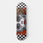 Skateboard Checkered Retro Cool Blue Girl (Vorderseite)