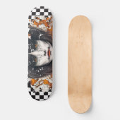 Skateboard Checkered Retro Cool Orange Girl (Vorderseite)
