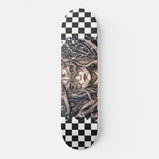 Skateboard Checkered Retro Girl (Vorderseite)