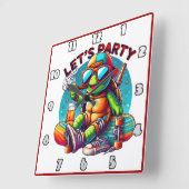 Skateboard Chill-vibes auf Schildkröten-Party Quadratische Wanduhr (Winkel)