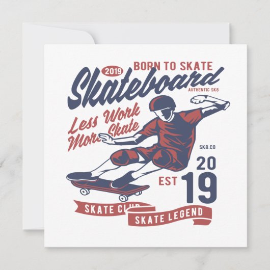 Skateboard-Club Geboren für den Skate Einladung (Vorderseite)