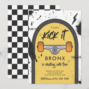 Skateboard Come Kick It Urban Sport Geburtstagspar Einladung