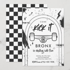 Skateboard Come Kick It Urban Sport Geburtstagspar Einladung