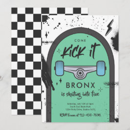 Skateboard Come Kick It Urban Sport Geburtstagspar Einladung